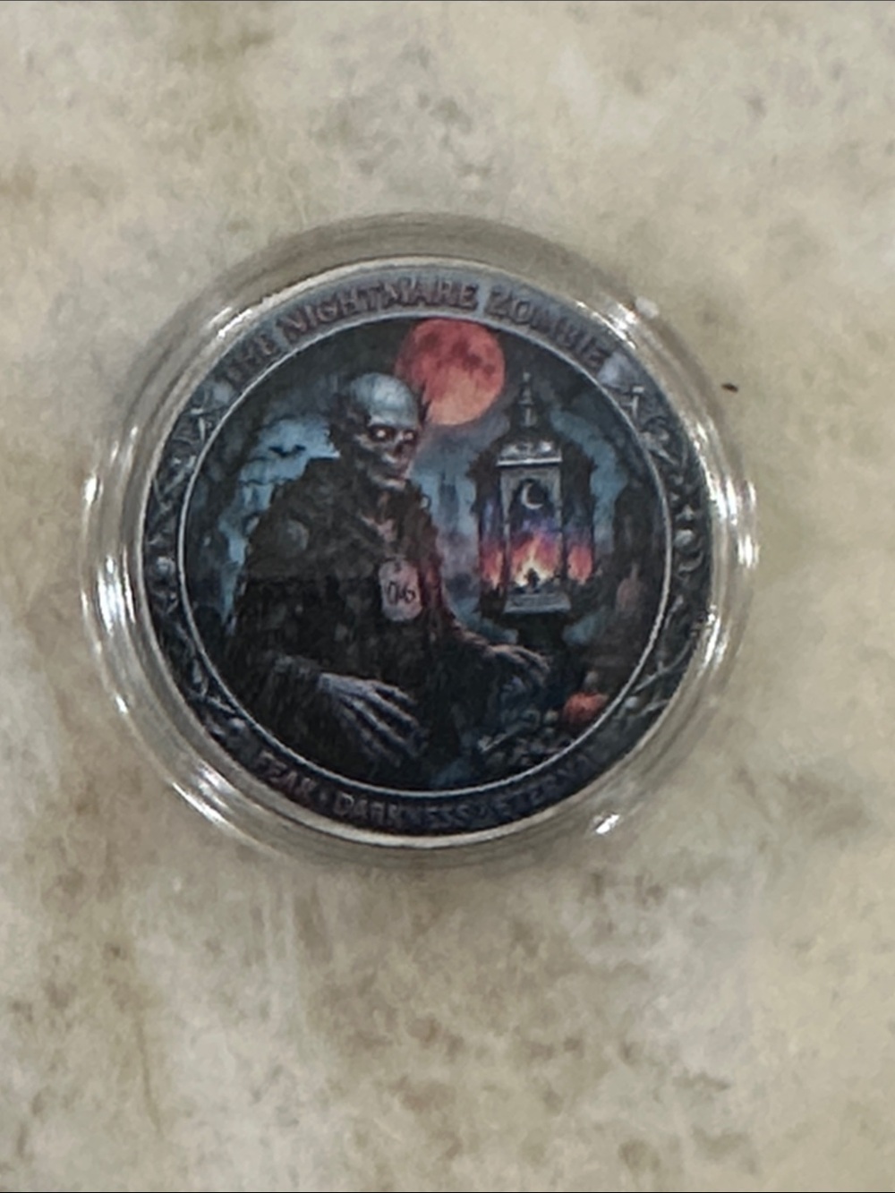 Nightmare Zombie Art Coin - Dark Blue & Red